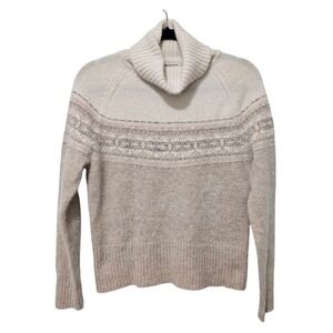 Valerie Stevens M Wool Angora Blend Turtleneck Sweater Fair Isle Cabin Cozy Soft